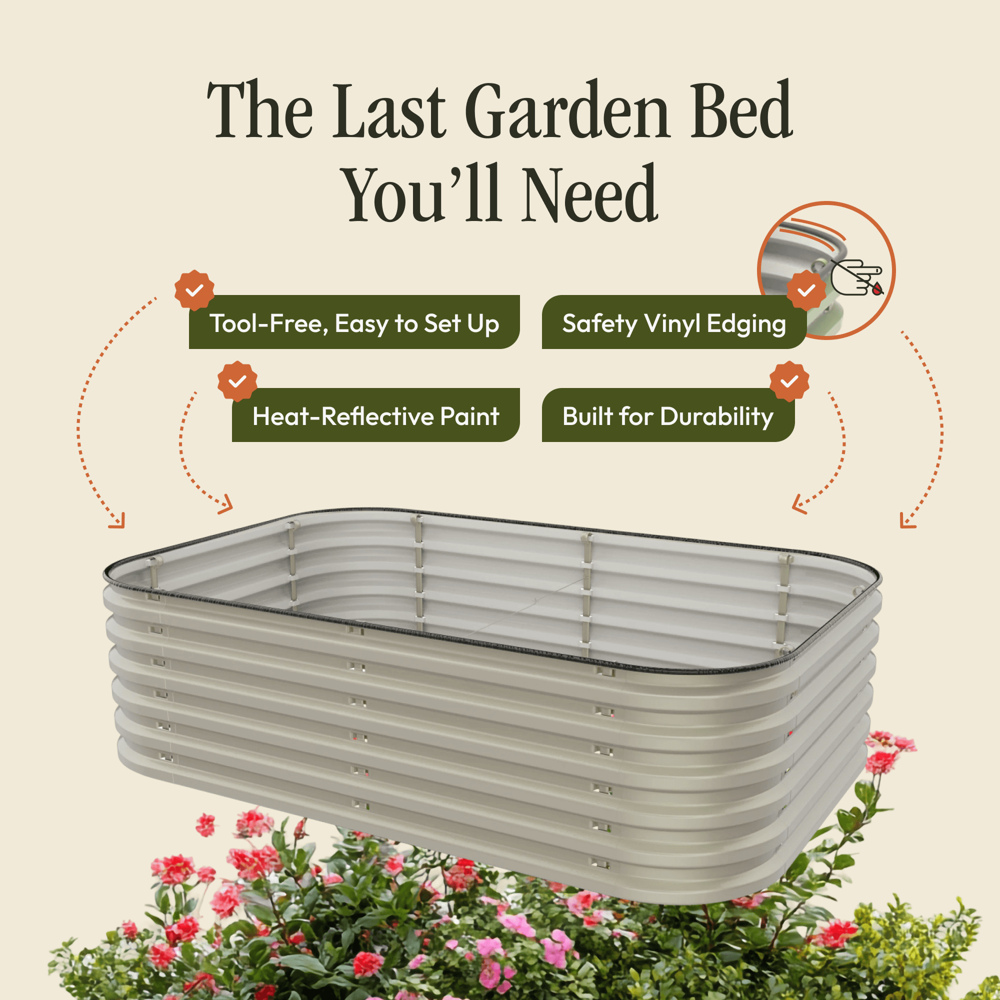 Gro-Rite Premium Metal Raised Garden Bed Kit with no tools needed, sturdy outdoor gardening solution from Gro-Rite Garden Global LLC